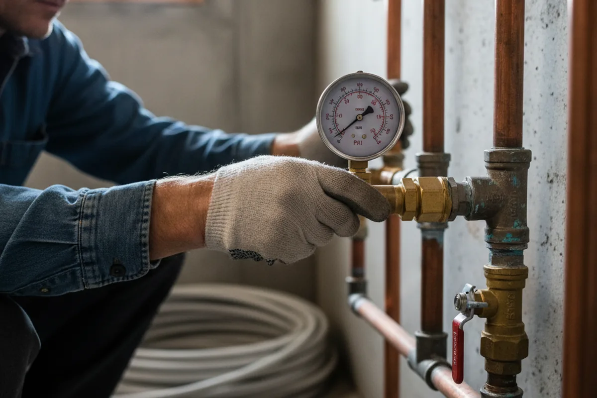 Pressure testing a repaired line during Water Line Repair in Medfield
